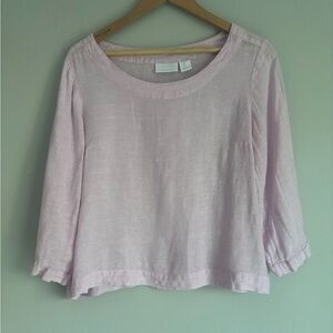 Martha Stewart Collection 100% Linen Lavender Top 3/4 Sleeve Size L